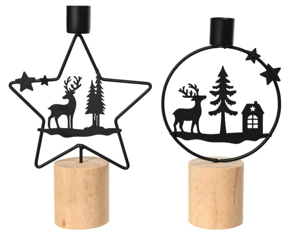 Kerzenhalter X-MAS in schwarz aus Eisen