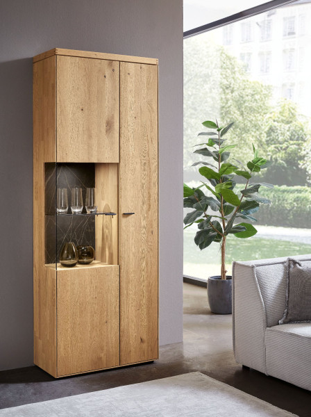 Vitrine witlake TIRANO in Wildeiche aus Massivholz