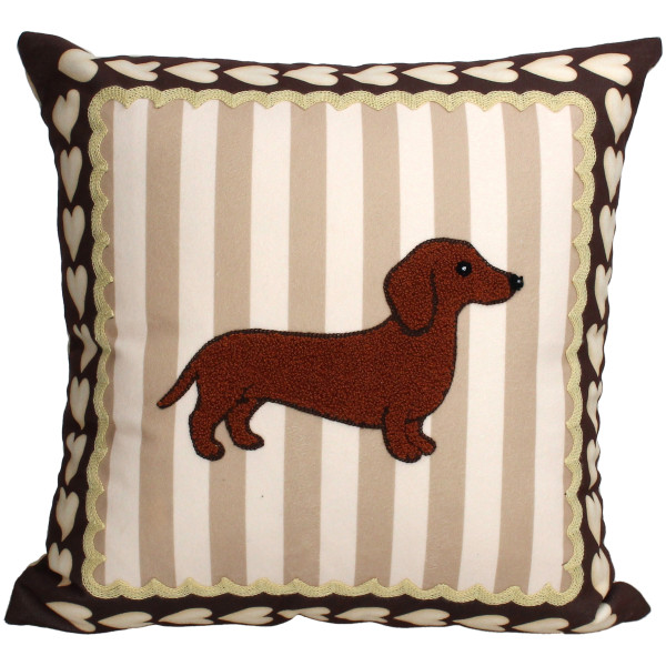 Kissen DACHSHUND in braun aus Polyester