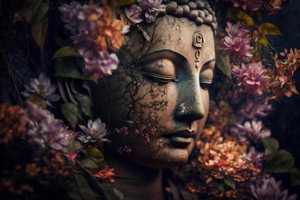 Akustikbild ZEN FLOWER BUDDHA aus Materialmix