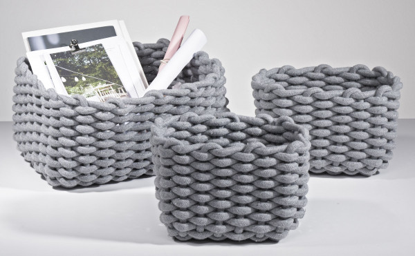 Korb COTTON grau in grau aus Baumwolle