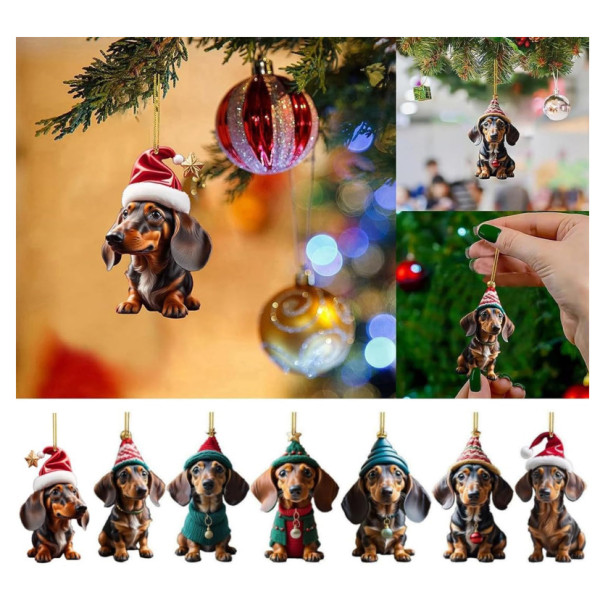 Weihnachtskugel DACKEL in mehrfarbig aus Kunststoff