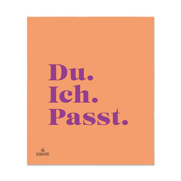 Schwammtuch DESIGN@HOME DU. ICH. PASST. in orange aus Mischgewebe
