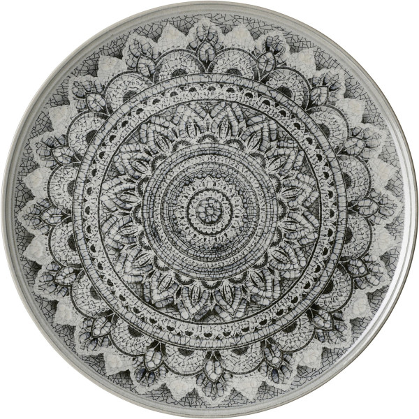 Platzteller RIMINI Mandala in grau aus Steinzeug