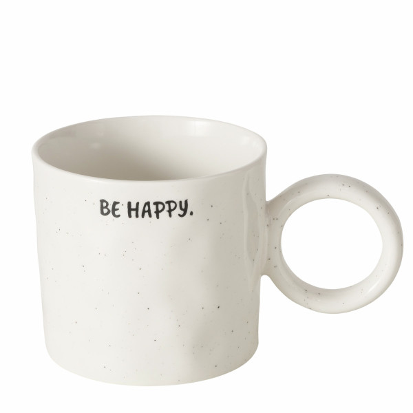 Jumbobecher BE HAPPY in weiß aus Bone China