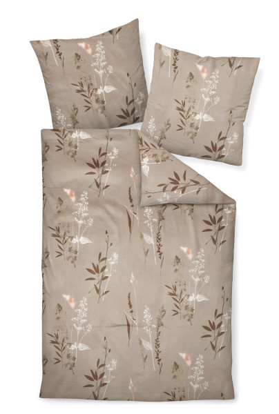 Bettwäsche MOMENTS Mako-Satin in braun aus Baumwolle