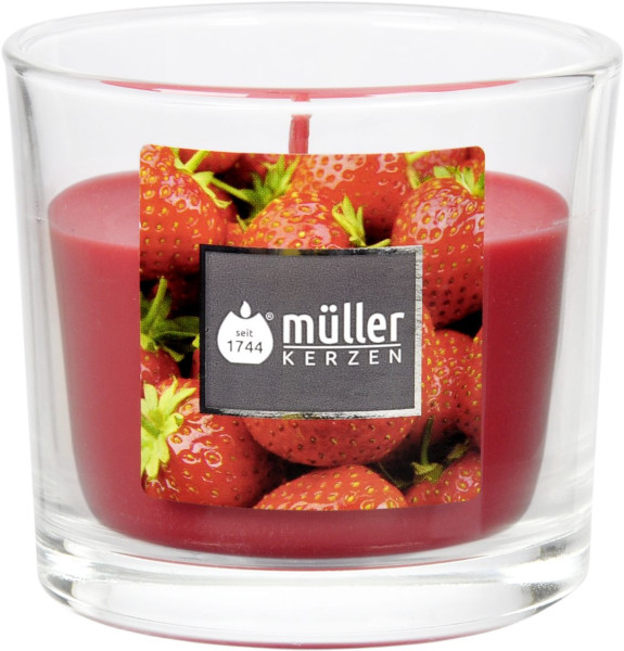 Duft-Kerzenglas STRAWBERRY in orange aus Wachs