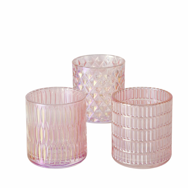 Windlicht SIARA rosa in rosa aus Glas