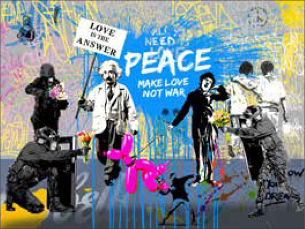 Glasbild LOVE IS THE ANSWER in mehrfarbig aus Glas