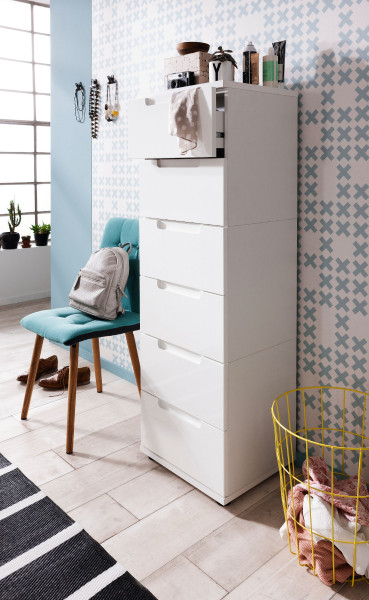 Hochkommode self NELLI in weiß aus Dekor