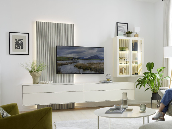 Wohnwand MONDO DIAMO in weis aus Lack