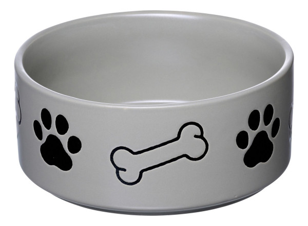 Napf MIKA DOG grau in grau aus Steingut
