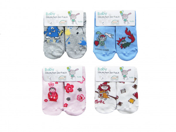 Babysocken 2er Pack in mehrfarbig aus Stoff
