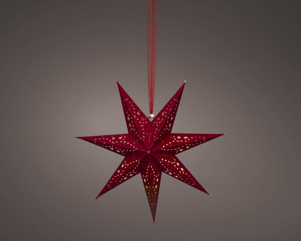 Papierstern LED in rot aus Papier