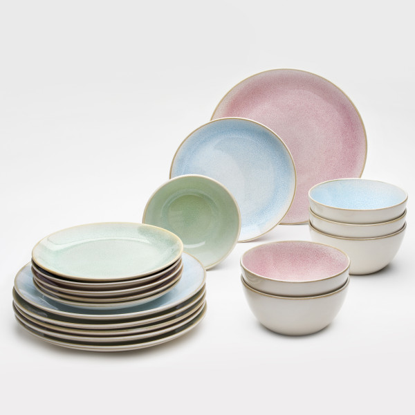 Kombiservice HANNA in mehrfarbig aus Steinzeug