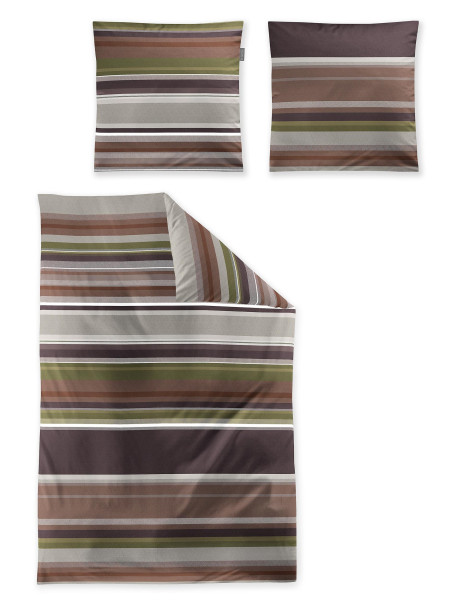 Bettwäsche WAVE Satin in sienna braun aus Baumwolle