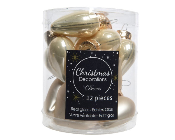 Weihnachtskugel-Box Herzen PERLE in Perlmutt aus Glas