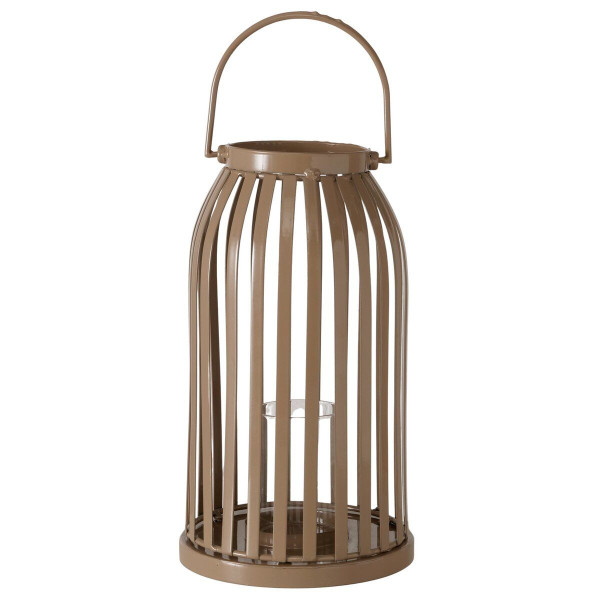 Laterne ISABELLA in braun aus Materialmix