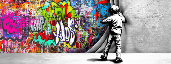 Keilrahmenbild DISCOVERY in mehrfarbig aus Holz