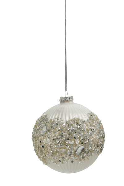 Weihnachtskugel PEARLS in silberfarben aus Glas