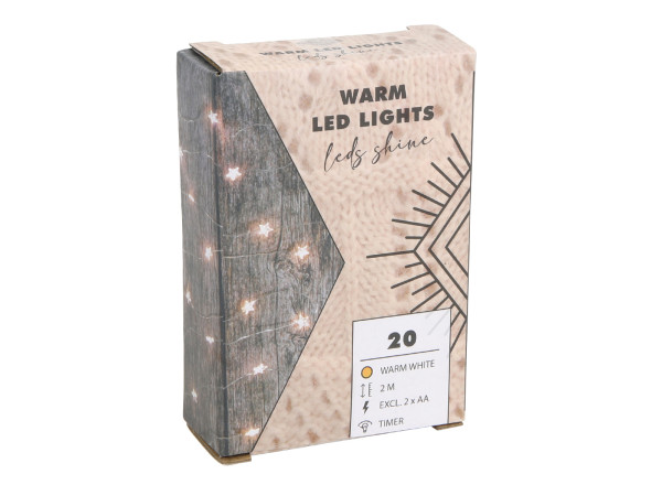 Lichterkette LED STERNE in silberfarben aus Kunststoff