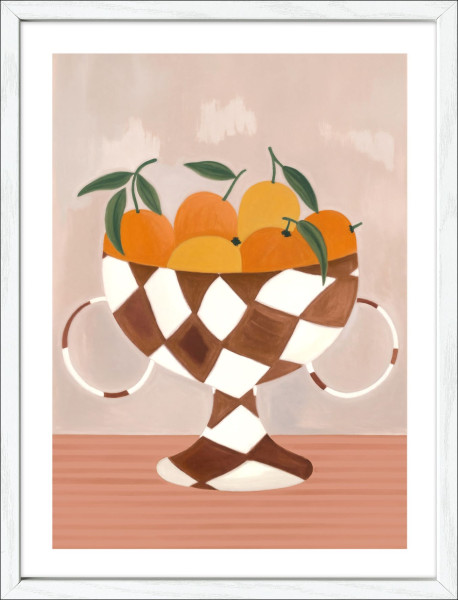 Gerahmtes Bild ORANGES in mehrfarbig aus Glas satiniert