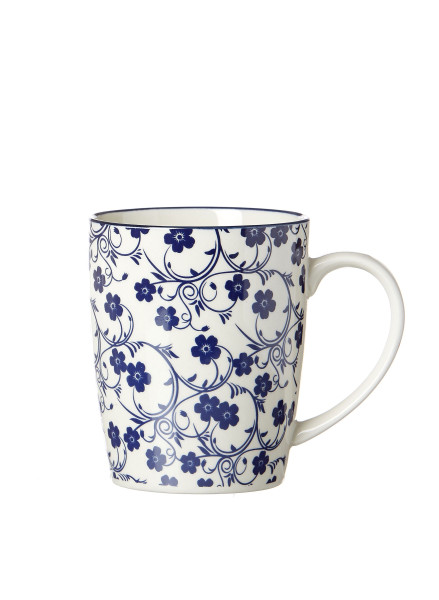 Henkelbecher SAKURA in blau aus Porzellan