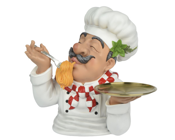 Figur Koch in weiß aus Polyresin