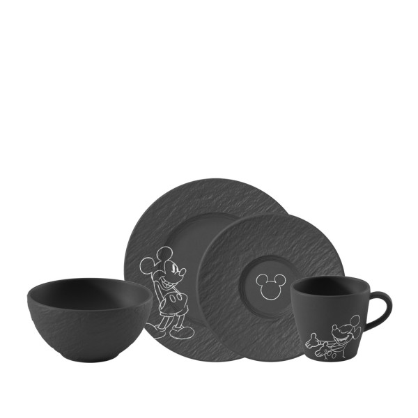 Frühstücks-Set MICKEY MOUSE in schwarz/weiß aus Bone China