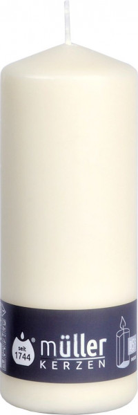 Stumpenkerze VANILLA in beige aus Wachs