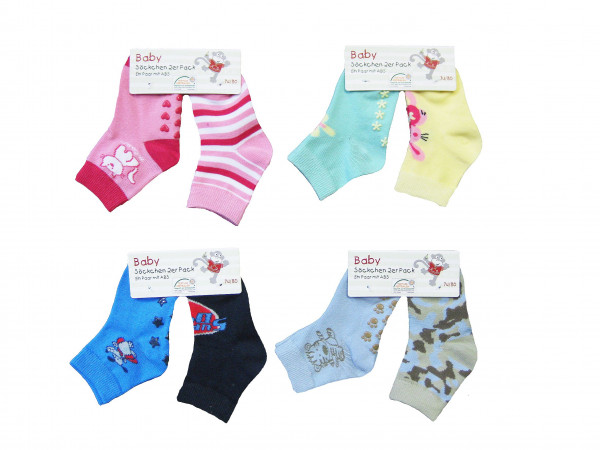 Babysocken 2er Pack in mehrfarbig aus Stoff