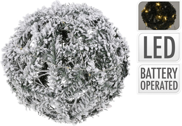 Leuchtobjekt LED BALL SNOWY in mehrfarbig aus Rattan