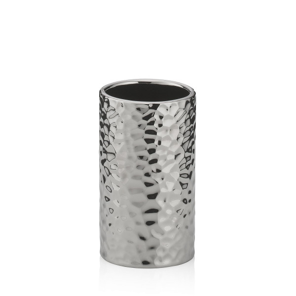 Zahnputzbecher STERLING in silberfarben aus Keramik