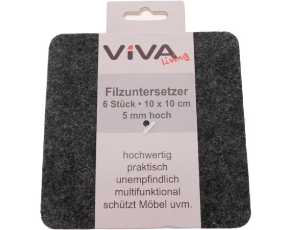 Untersetzer-Set FILZ eckig in anthrazit aus Filz