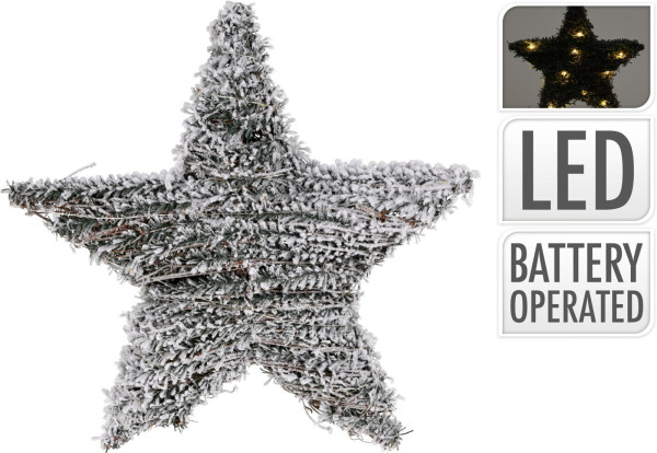 Leuchtobjekt LED STAR SNOWY in mehrfarbig aus Rattan