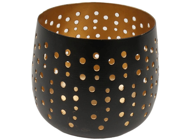 Windlicht DOTS in schwarz aus Eisen