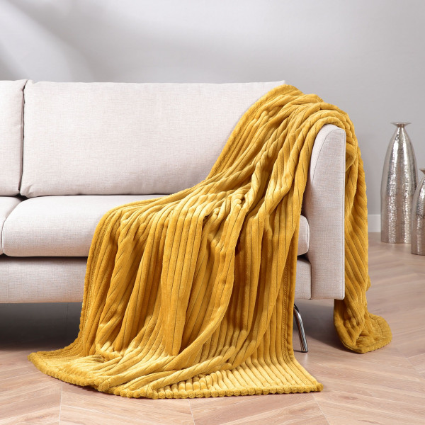 Decke FEINCORD senf in gelb aus Polyester