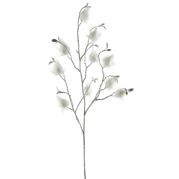 Dekozweig in weiß aus Kunststoff