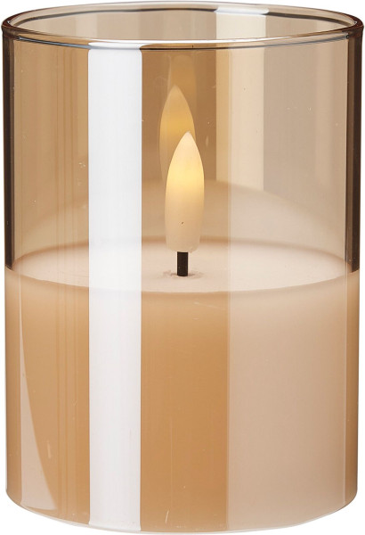 Kerze LED im Glas in amber aus Glas