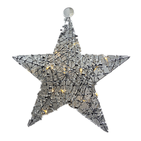 Christbaumschmuck Hänger LED Stern in silberfarben aus Metall