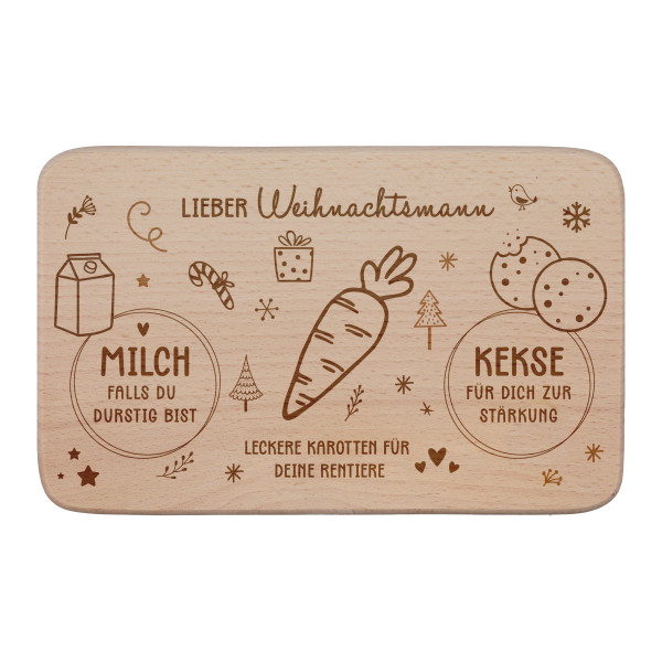 Schneidebrett WEIHNACHTSMANN in Buche aus Holz