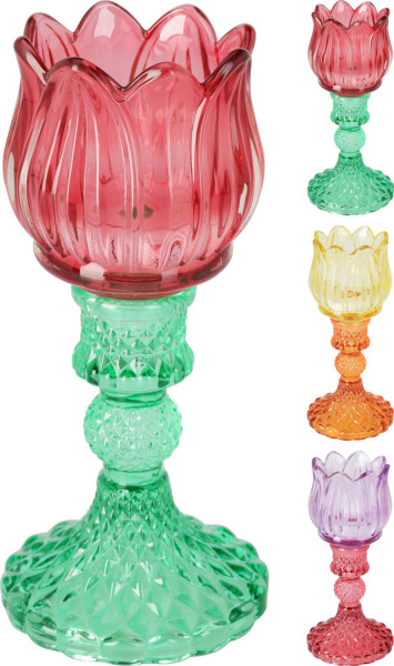 Kerzenhalter TULPE in mehrfarbig aus Glas
