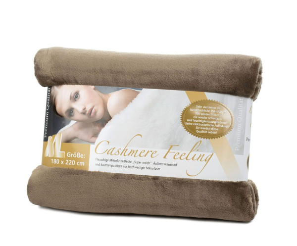 Wohndecke Cashmere taupe in taupe aus Polyester