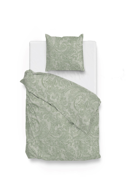Bettwäsche PAISLEY DI LINO in grün aus Baumwolle