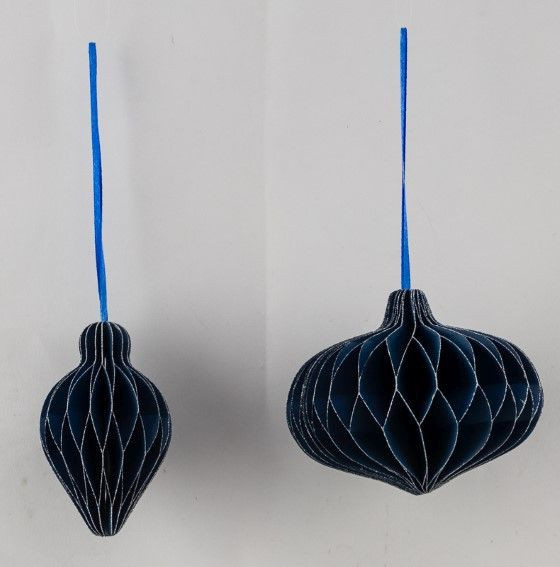 Christbaumschmuck Hänger Ornament in blau/silber aus Papier