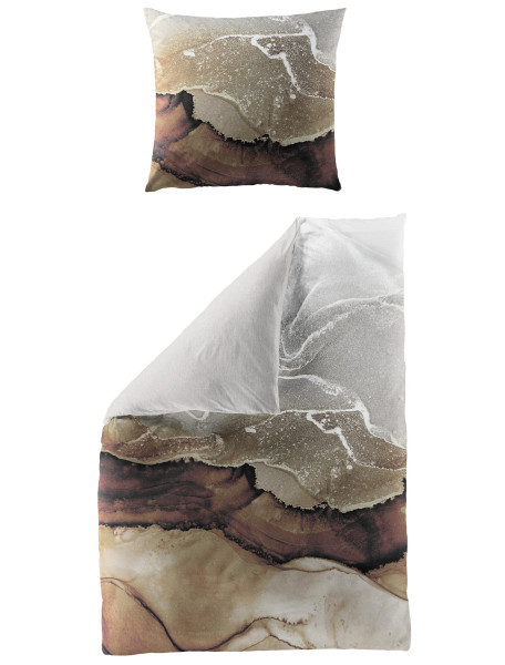 Bettwäsche Mako-Satin braun in braun aus Baumwolle