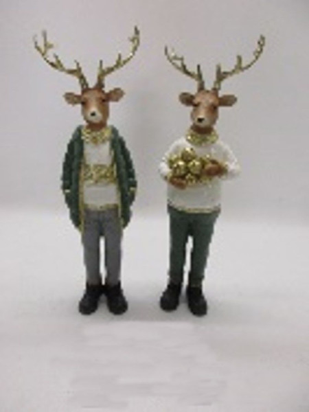 Hirsch in grün aus Polyresin