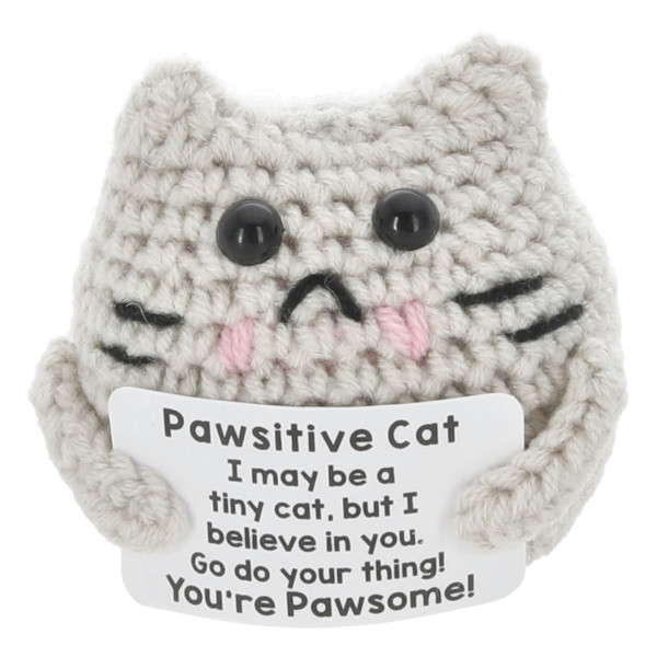 Häkelkatze POSITIVE CAT in mehrfarbig aus Polyester