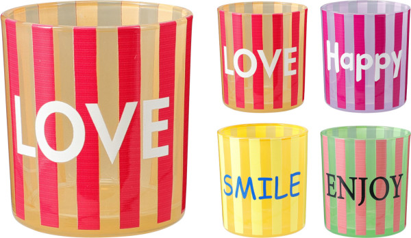 Teelichthalter FEELING in mehrfarbig aus Glas