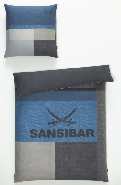 Bettwäsche SANSIBAR Satin in blau aus Baumwolle